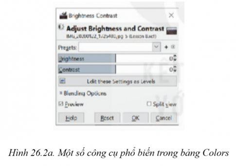 a) Công cụ chỉnh độ sáng và độ tương phản (Brightness-Contrast)