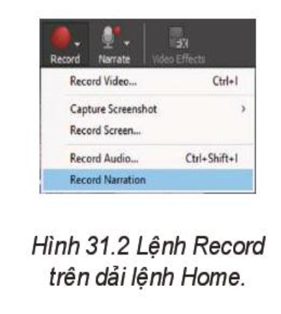 Hộp thoại Record Narration sẽ hiện ra với các tính năng sau: