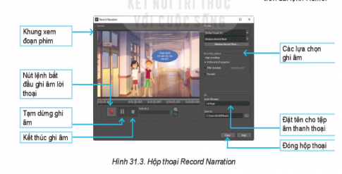 Hộp thoại Record Narration sẽ hiện ra với các tính năng sau: