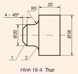 Quan sát Hình 16.4 và cho biết, có thể dùng các lệnh nào để vẽ được các đối tượng 1, 2.