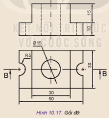 Cho hai hình chiếu một vật thể (Hình 10.17). Hãy vẽ hình cắt một nửa B – B