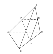  Cho tứ diện ABCD có M, N, P lần lượt là trung điểm của AB, BC, DA. Biết tam giác MNP đều. Tính góc giữa hai đường thẳng AC và BD.