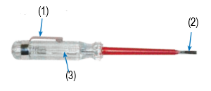 Xác định tên của vị trí (3) của bút thử điện: