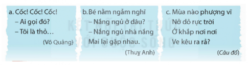 Trong những đoạn trích dưới đây, từ nào dùng để hỏi?