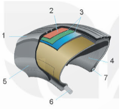 Bộ phận số (5) trên lốp xe ô tô được gọi là gì?