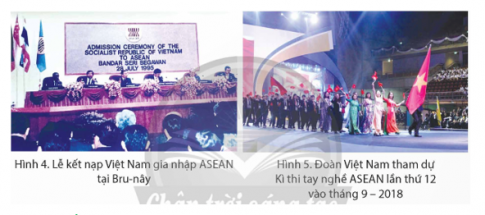 Đọc thông tin và quan sát các hình 4, 5, em hãy cho biết việc Việt Nam gia nhập Hiệp hội các quốc gia Đông Nam Á (ASEAN) có ý nghĩa như thế nào.