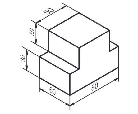 Vẽ và ghi kích thước các hình chiếu vuông góc của vật thể sau (tỉ lệ 1:1):