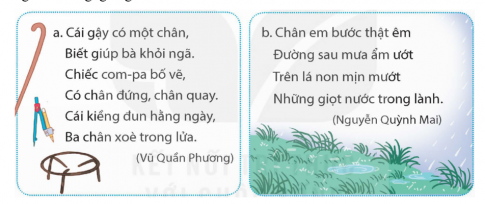 Trong hai đoạn thơ dưới đây, từ chân được dùng với các nghĩa nào? Các nghĩa đó có gì giống và khác nhau?