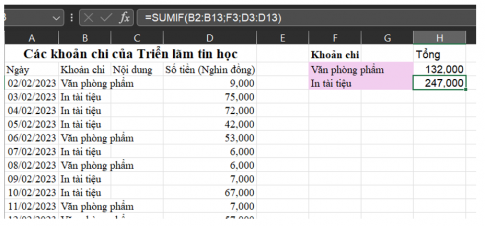 Em hãy bổ sung thêm một số dòng dữ liệu thu, chi vào cuối phần dữ liệu của cả hai trang tính