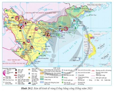 Dựa vào thông tin và hình 20.2, hãy phân tích vấn đề phát triển công nghiệp của vùng Đồng bằng sông Hồng.