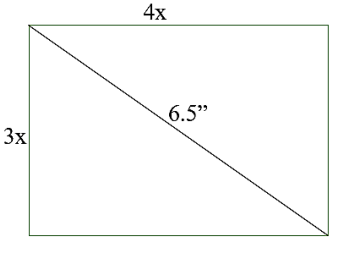 Gọi chiều dài của màn hình là 4x (cm) thì chiều rộng của màn hình là 3x (cm).