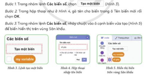 Em hãy thực hiện lần lượt các bước sau để tạo biến