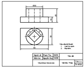 Kích thước chung của chi tiết trong hình sau là gì ? 