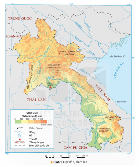 Đọc thông tin và quan sát các hình 1, em hãy xác định vị trí địa lí của Lào trên lược đồ.