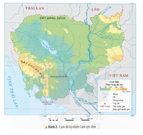 Đọc thông tin và quan sát các hình 2, em hãy xác định vị trí địa lí của Cam-pu-chia trên lược đồ.