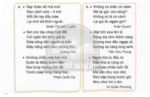 Đọc các đoạn thơ sau và cho biết từ in đậm trong mỗi đoạn thơ được dùng với nghĩa gốc hay nghĩa chuyển.