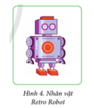 Em hãy tạo chương trình để nhân vật Retro Robot (Hình 4) thông báo kết quả của các phép so sánh giá trị hai biểu thức (5 + 3) và (4 + 7)